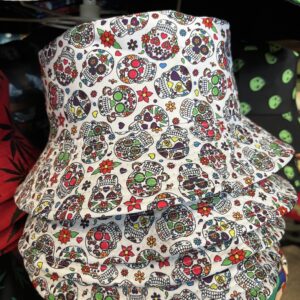 Bucket Hat – White Sugar Skull