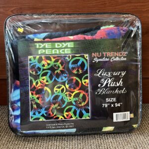 Nu Trendz Plush Blanket (79″x94″) – Tie Dye Peace