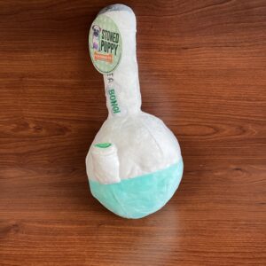 Stoned Puppy Plush Squeak Toy – “Throw Me a Bong”